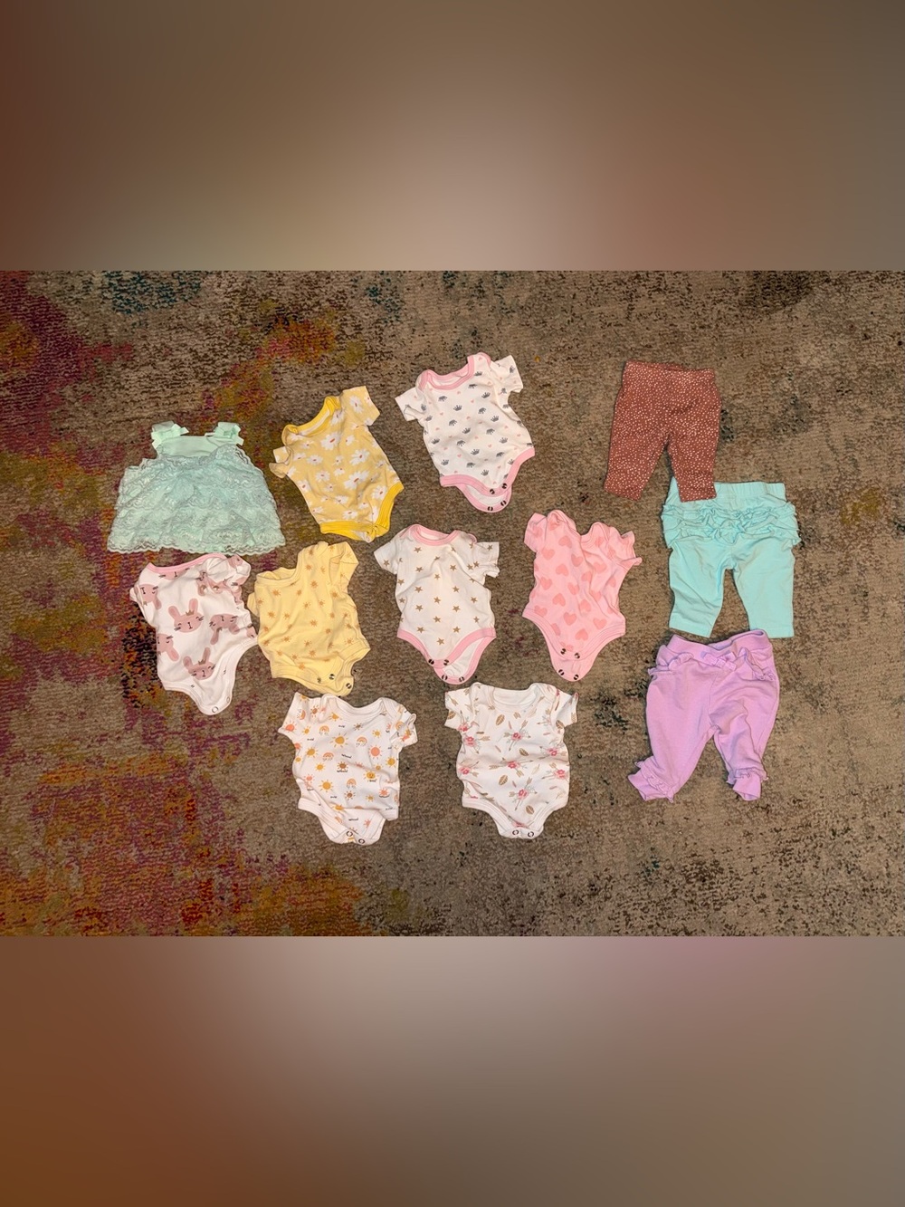 Preemie Bundle Baby Girl Pink Heart Ruffle-Sleeve Onesie - Unbranded